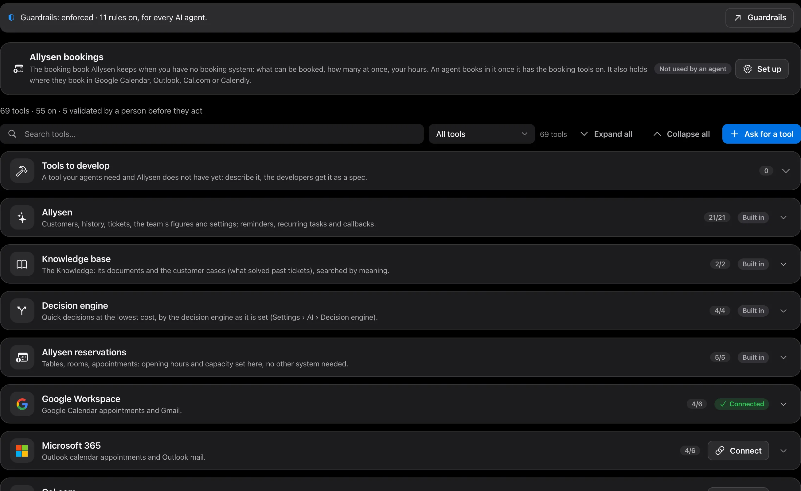 69 ready tools: customers, tickets, bookings, payments…