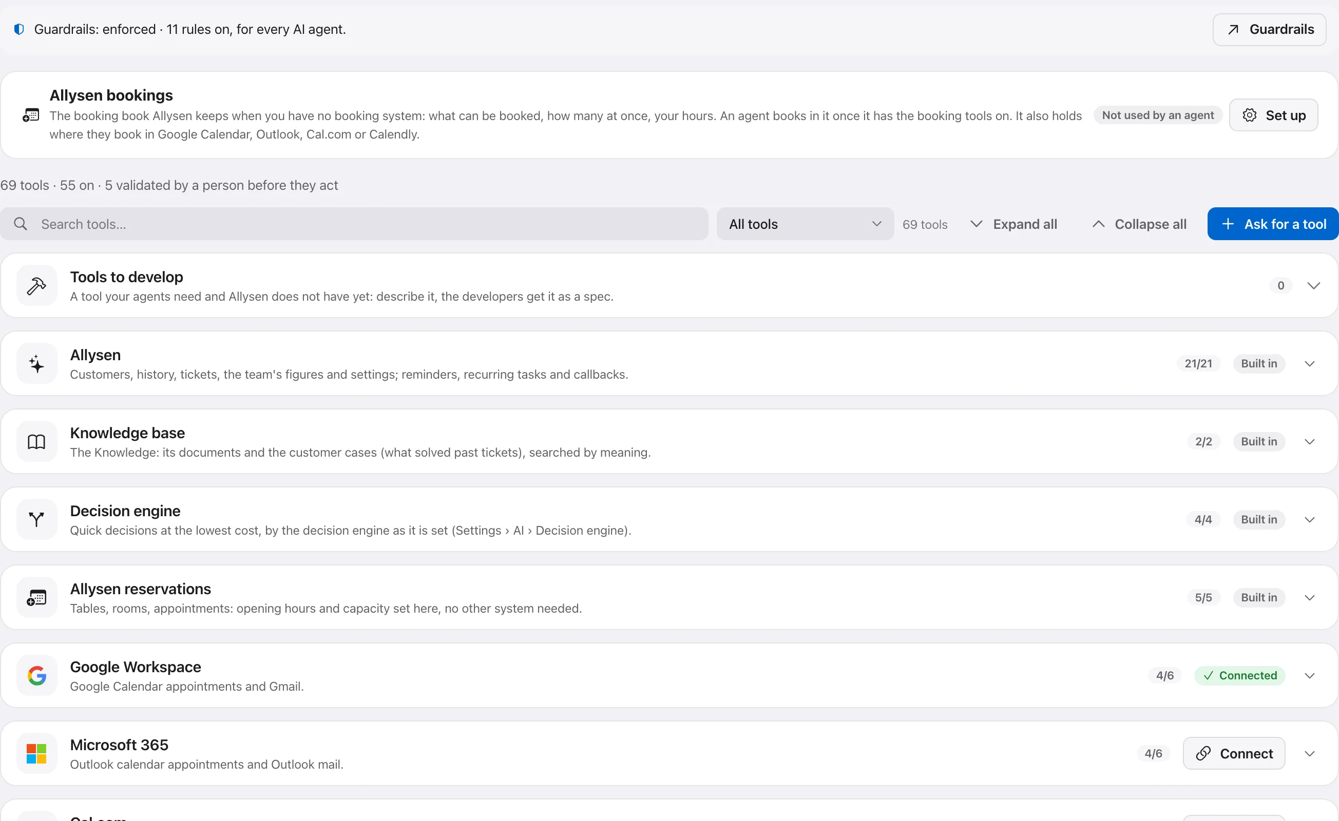 69 ready tools: customers, tickets, bookings, payments…